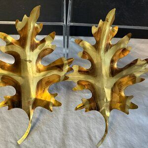 Homco Home Interiors  Gold & Copper color metal Oak leaves Wall Hanging Vintage
